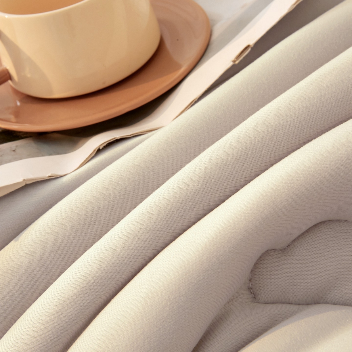 91家纺网 家纺一手货源 找家纺 梵克保罗 2025新款针织棉大豆被被子被芯 青空灰