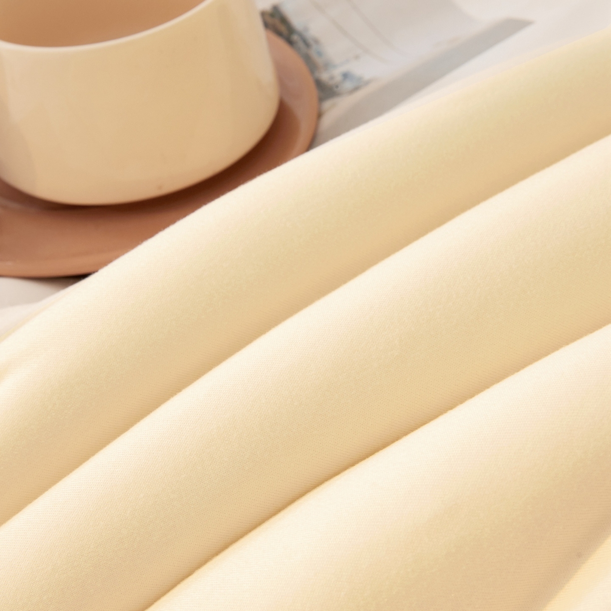 91家纺网 家纺一手货源 找家纺 梵克保罗 2025新款针织棉大豆被被子被芯 米白+鹅黄