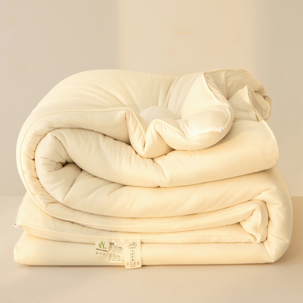 91家纺网 家纺一手货源 找家纺 梵克保罗 2025新款针织棉大豆被被子被芯 米白