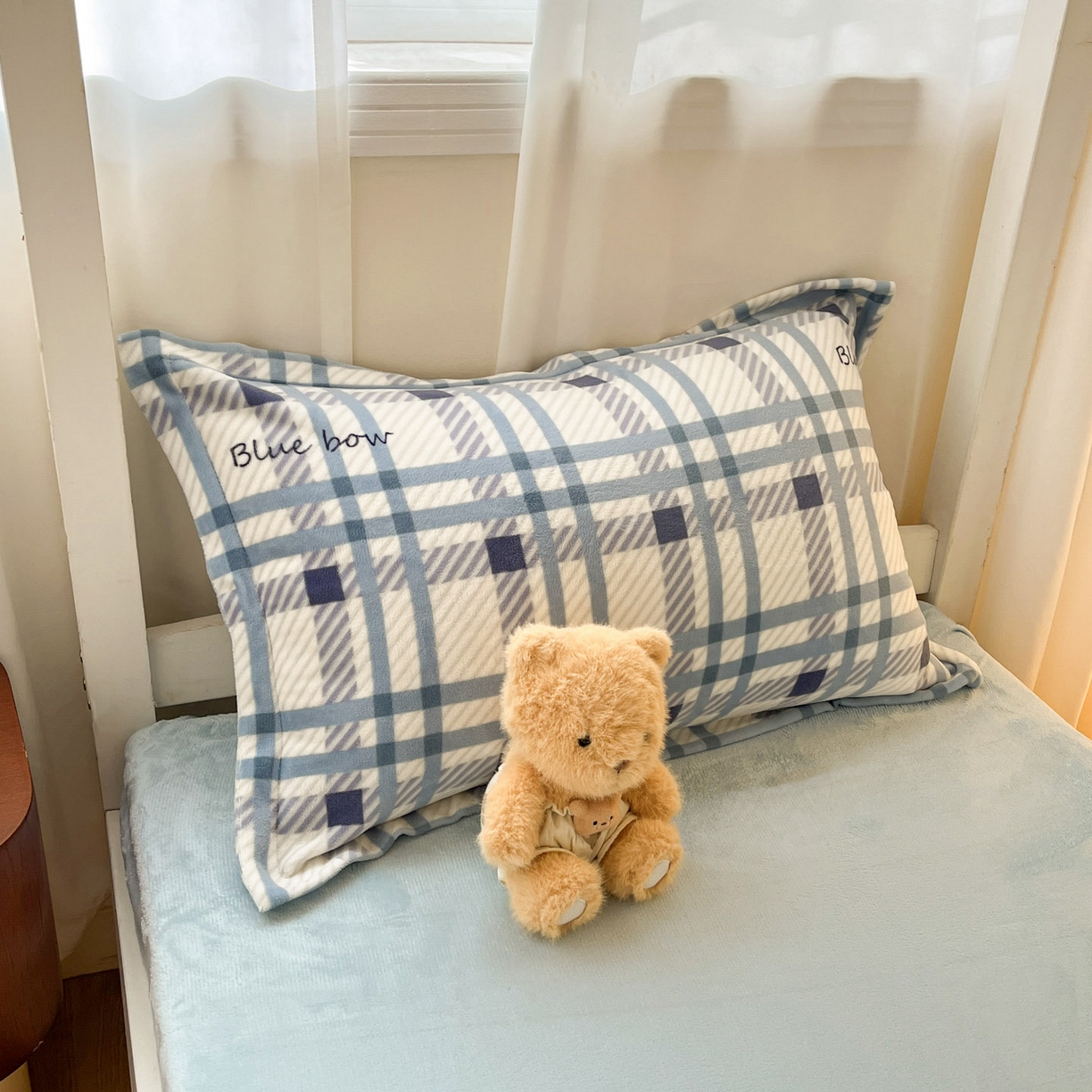 91家纺网 家纺一手货源 找家纺 寻米 2025新款高克重加厚保暖牛奶绒床笠-宿舍图 蓝色恋人