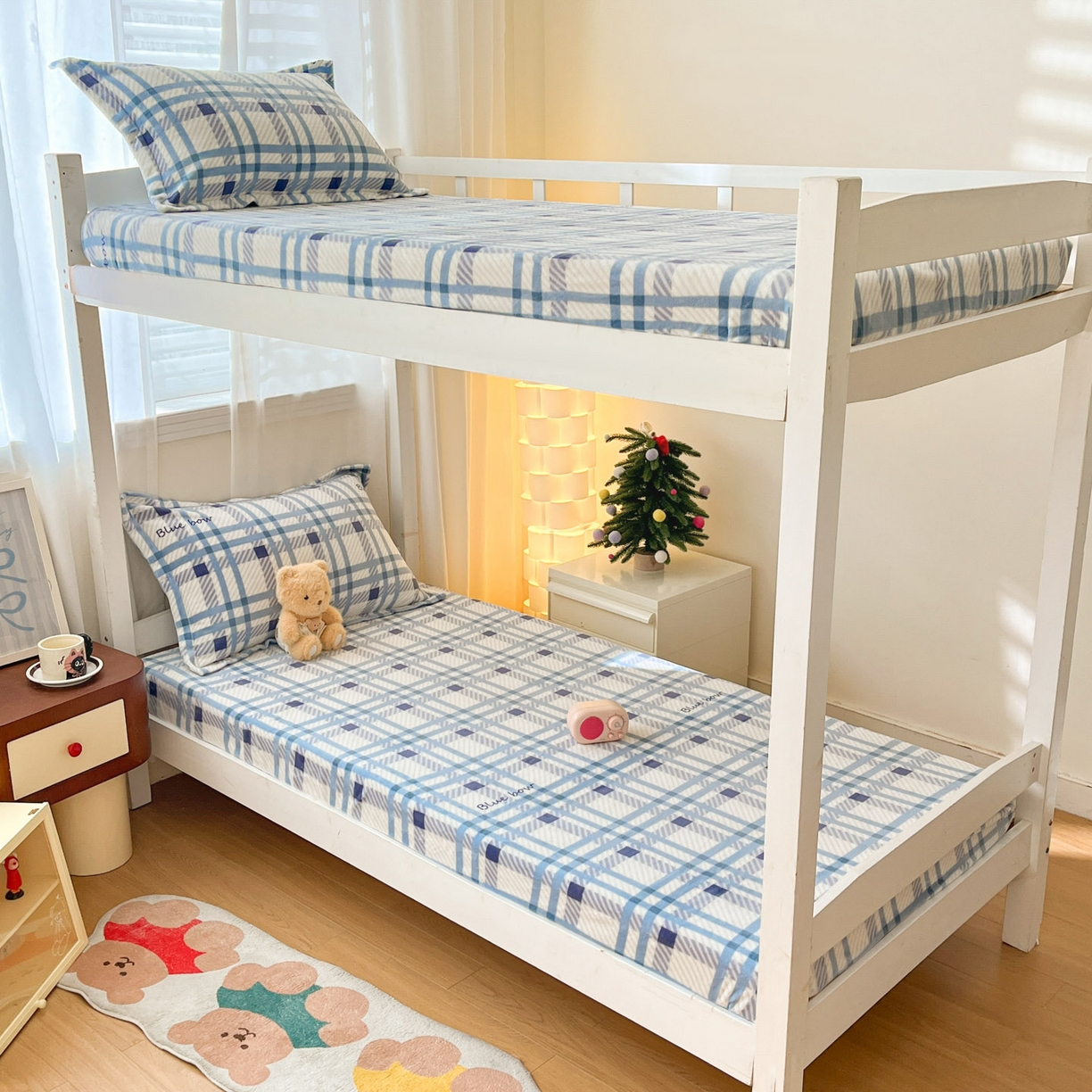 91家纺网 家纺一手货源 找家纺 寻米 2025新款高克重加厚保暖牛奶绒床笠-宿舍图 蓝色恋人