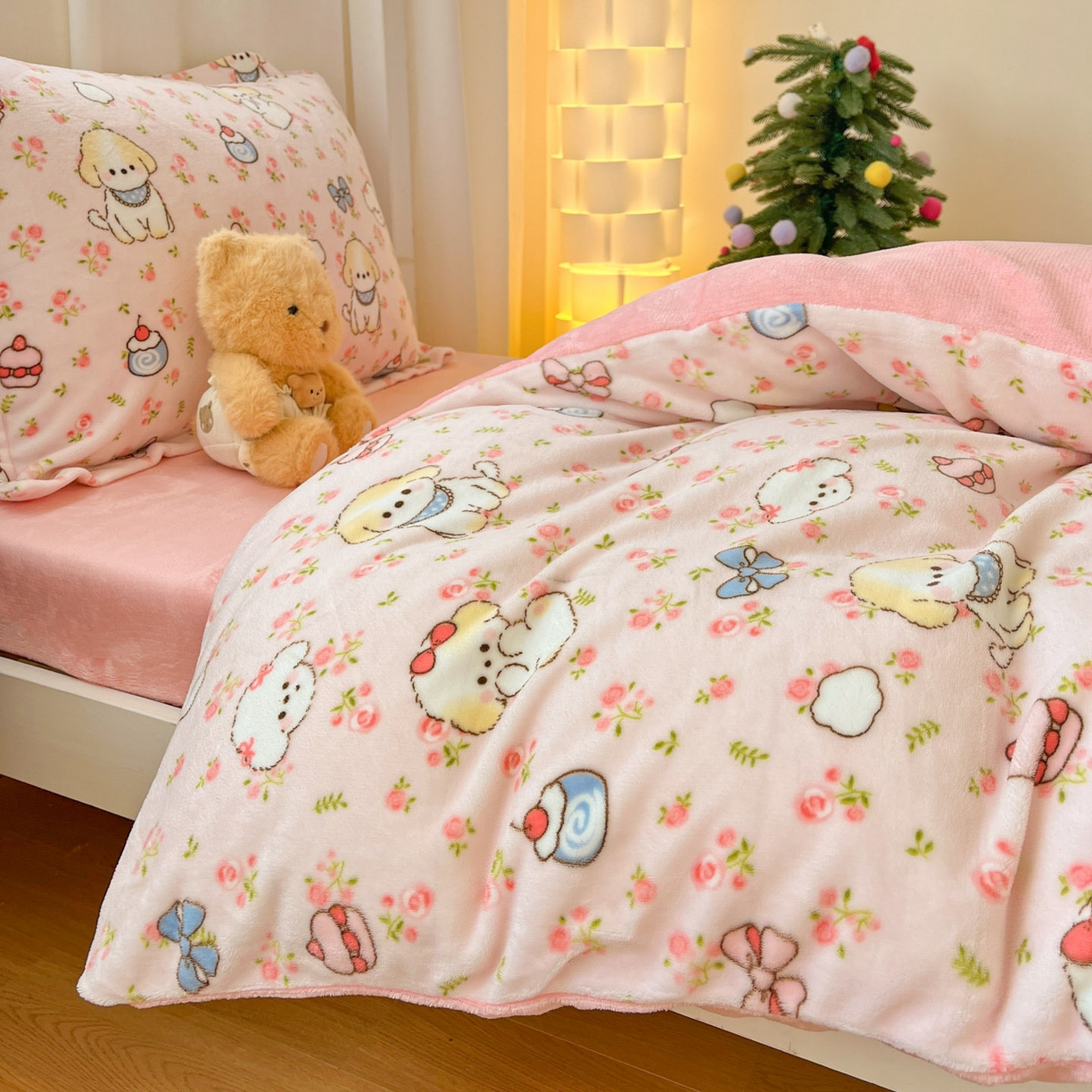 91家纺网 家纺一手货源 找家纺 寻米 2025新款高克重加厚保暖牛奶绒床笠-宿舍图 玫瑰甜心