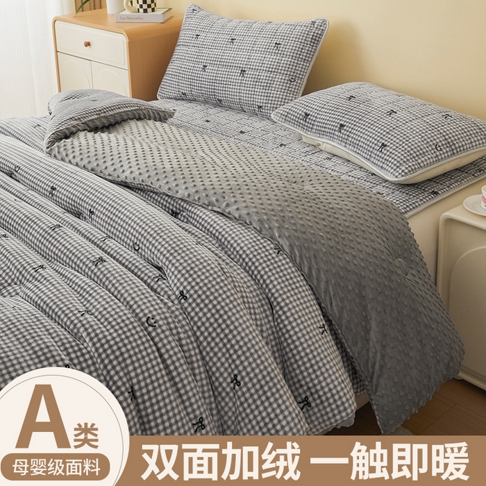 91家纺网 家纺一手货源 找家纺 （总）柏薇 2025新款A类牛奶绒豆豆绒加厚冬被被子被芯