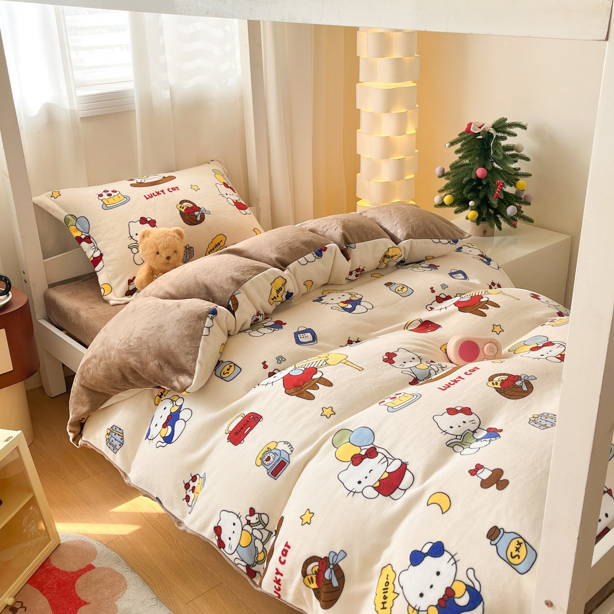 91家纺网 家纺一手货源 找家纺 寻米 2025新款高克重加厚保暖牛奶绒床笠-宿舍图 莫扎特小喵