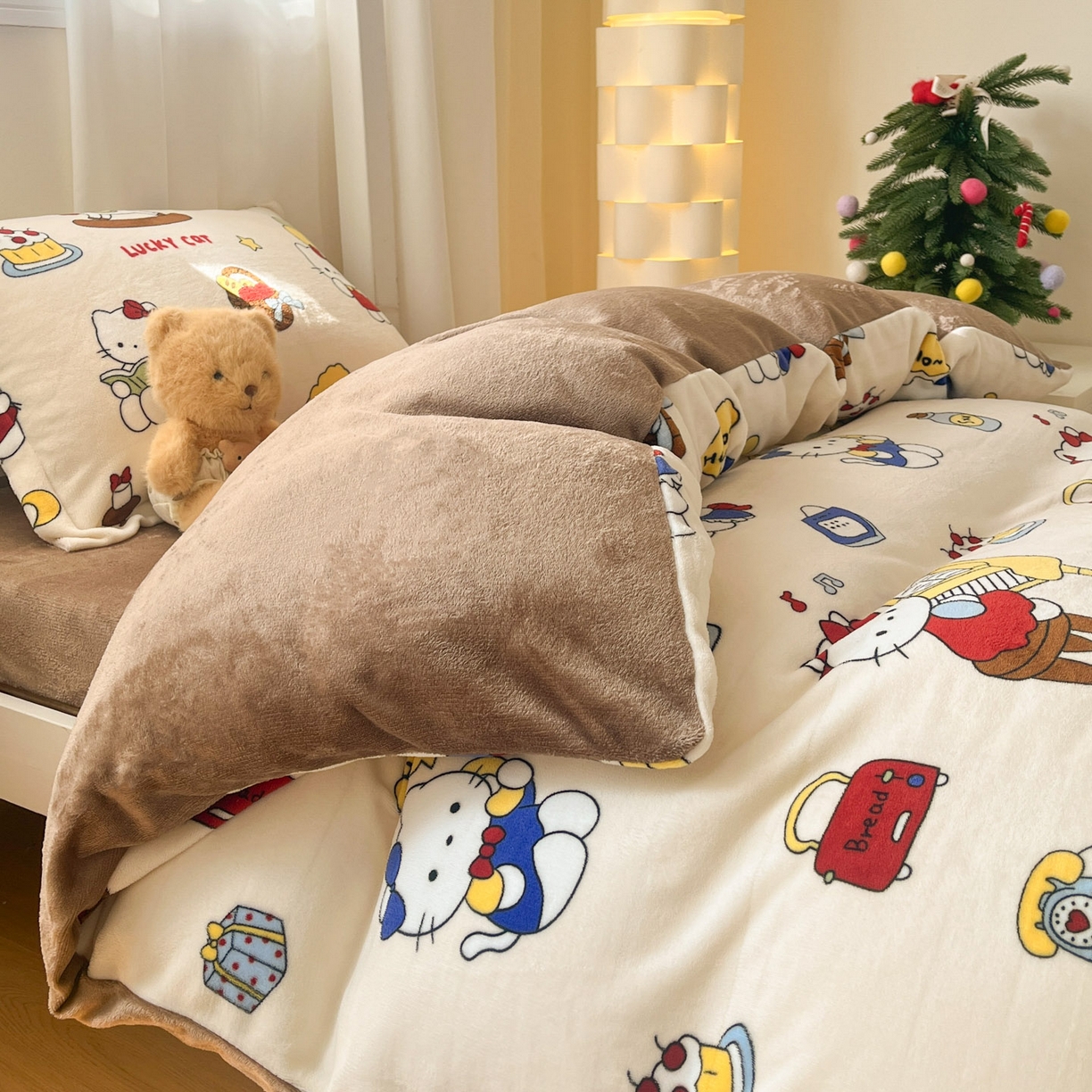 91家纺网 家纺一手货源 找家纺 寻米 2025新款高克重加厚保暖牛奶绒床笠-宿舍图 莫扎特小喵