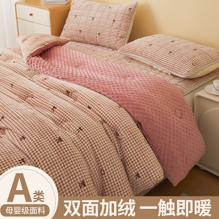 91家纺网 家纺一手货源 找家纺 （总）柏薇 2025新款A类牛奶绒豆豆绒加厚冬被被子被芯