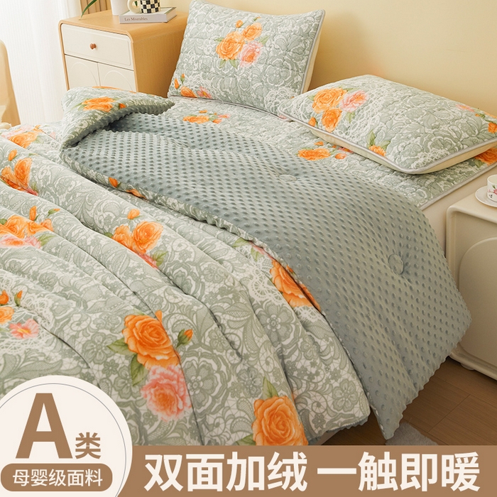 91家纺网 家纺一手货源 找家纺 （总）柏薇 2025新款A类牛奶绒豆豆绒加厚冬被被子被芯