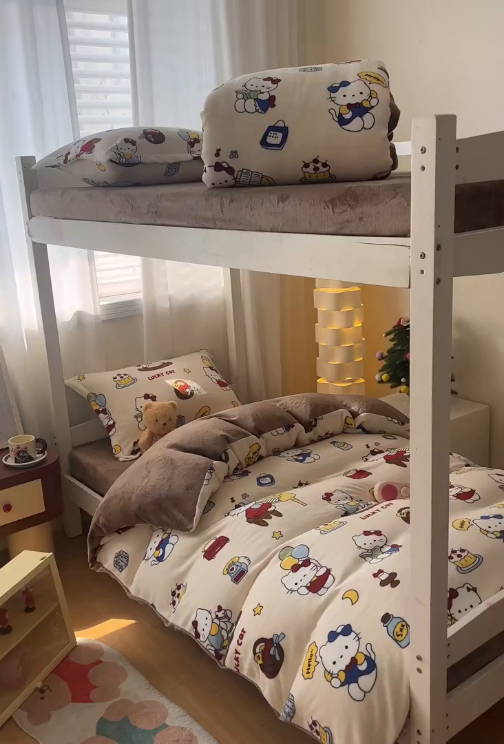 91家纺网 家纺一手货源 找家纺 寻米 2025新款高克重加厚保暖牛奶绒床笠-宿舍图 莫扎特小喵