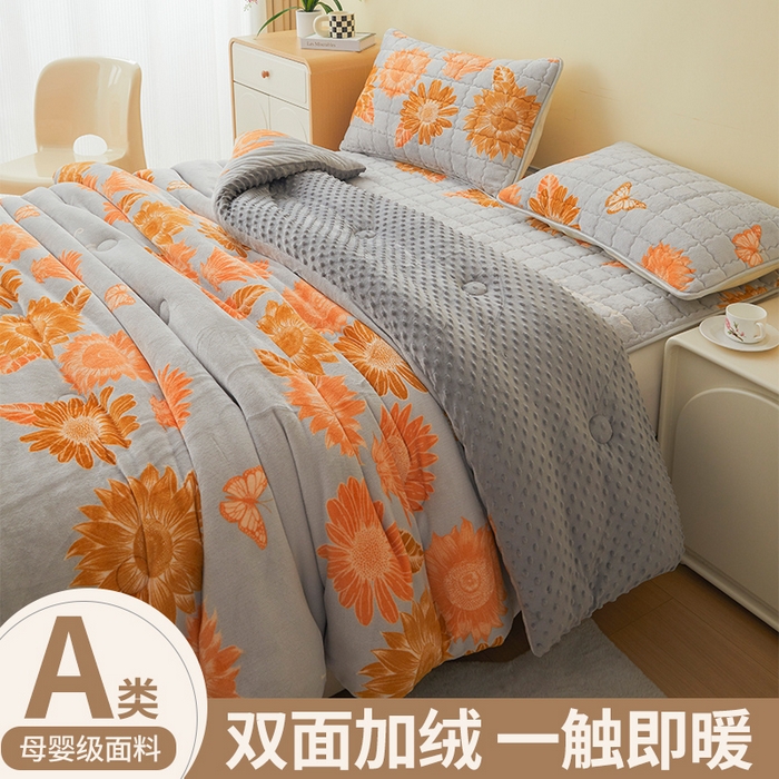 91家纺网 家纺一手货源 找家纺 （总）柏薇 2025新款A类牛奶绒豆豆绒加厚冬被被子被芯
