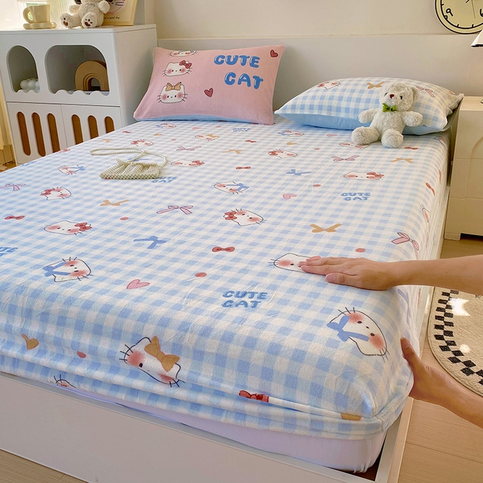 91家纺网 家纺一手货源 找家纺 （总）葡萄家 2025年新款牛奶绒印花单床笠萌系卡通床笠款