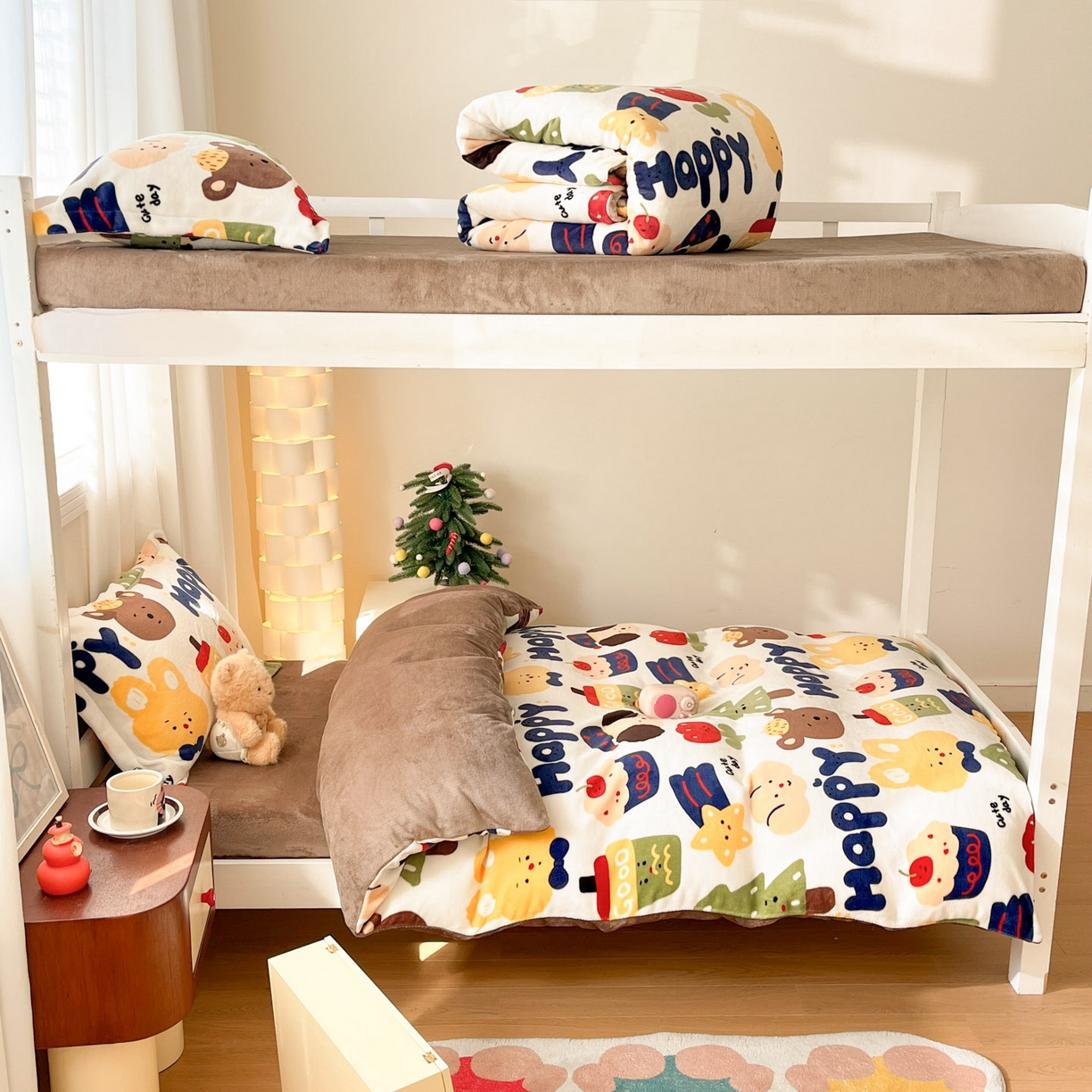 91家纺网 家纺一手货源 找家纺 寻米 2025新款高克重加厚保暖牛奶绒床笠-宿舍图 奇奇莫拉-咖啡