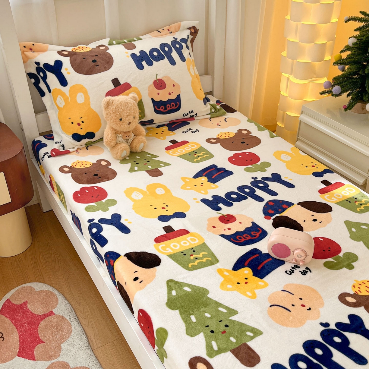 91家纺网 家纺一手货源 找家纺 寻米 2025新款高克重加厚保暖牛奶绒床笠-宿舍图 奇奇莫拉-咖啡