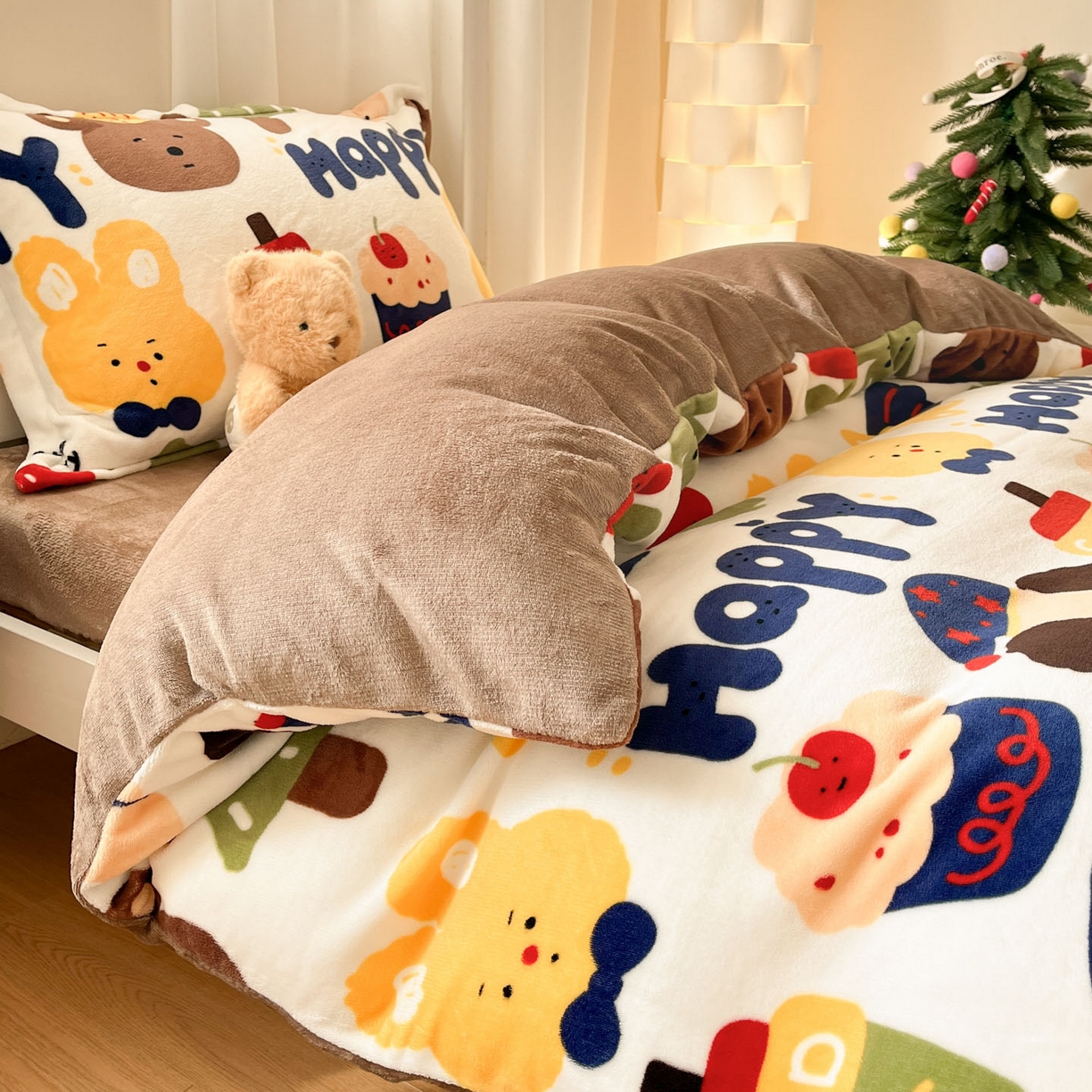 91家纺网 家纺一手货源 找家纺 寻米 2025新款高克重加厚保暖牛奶绒床笠-宿舍图 奇奇莫拉-咖啡