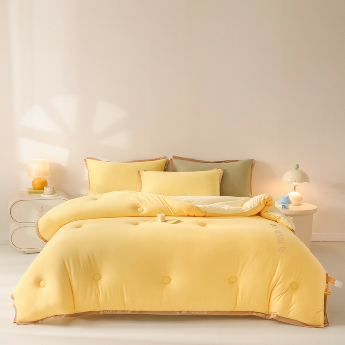 梵克保罗 2025秋冬新品10A抗菌金乳丝春秋被冬被跨境外贸 金乳丝-黄色