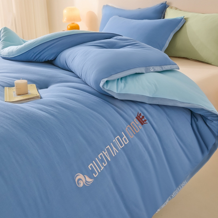 91家纺网 家纺一手货源 找家纺 梵克保罗 2025秋冬新品10A抗菌金乳丝春秋被冬被跨境外贸 金乳丝-蓝色