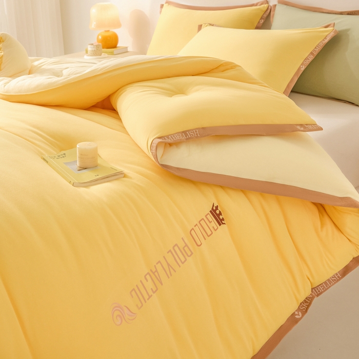 91家纺网 家纺一手货源 找家纺 梵克保罗 2025秋冬新品10A抗菌金乳丝春秋被冬被跨境外贸 金乳丝-黄色