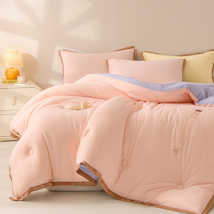 91家纺网 家纺一手货源 找家纺 梵克保罗 2025秋冬新品10A抗菌金乳丝春秋被冬被跨境外贸 金乳丝-玉色