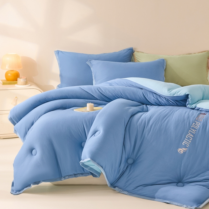 91家纺网 家纺一手货源 找家纺 梵克保罗 2025秋冬新品10A抗菌金乳丝春秋被冬被跨境外贸 金乳丝-蓝色