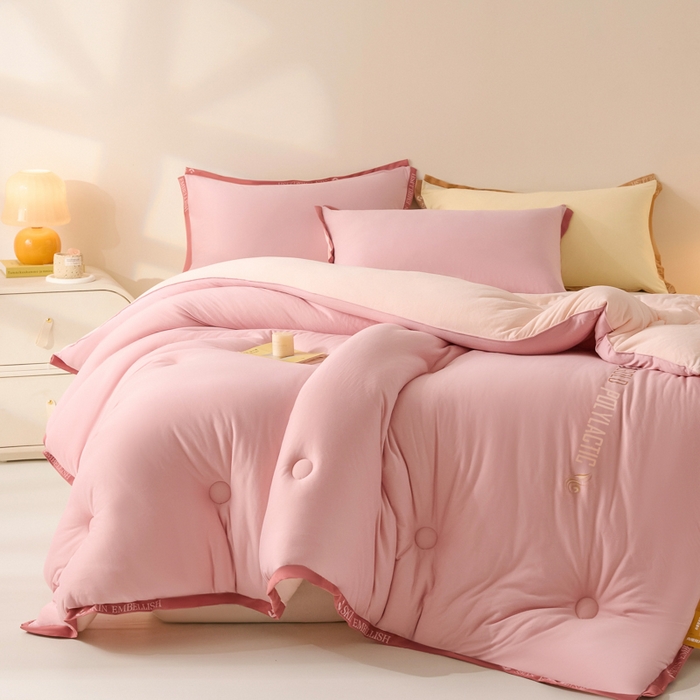 91家纺网 家纺一手货源 找家纺 梵克保罗 2025秋冬新品10A抗菌金乳丝春秋被冬被跨境外贸 金乳丝-豆沙色