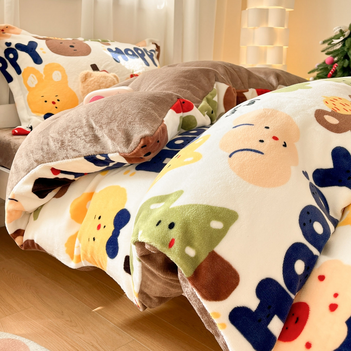 91家纺网 家纺一手货源 找家纺 寻米 2025新款高克重加厚保暖牛奶绒床笠-宿舍图 奇奇莫拉-咖啡