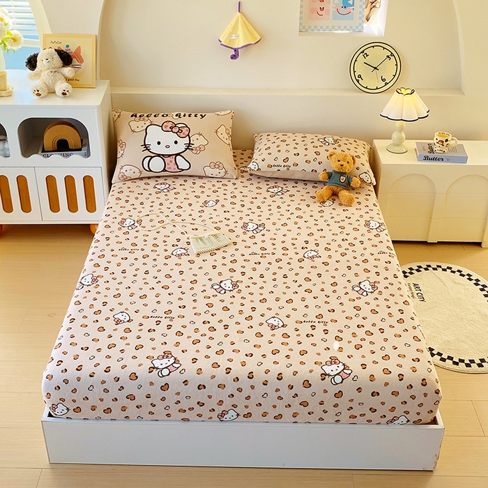 91家纺网 家纺一手货源 找家纺 （总）葡萄家 2025年新款牛奶绒印花单床笠萌系卡通床笠款