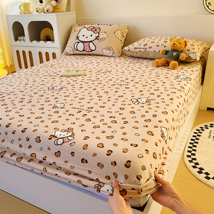 91家纺网 家纺一手货源 找家纺 （总）葡萄家 2025年新款牛奶绒印花单床笠萌系卡通床笠款