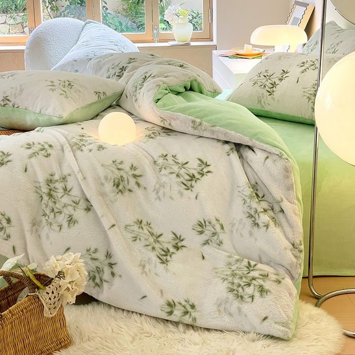 91家纺网 家纺一手货源 找家纺 安哆啦家纺 2025新款高克重兔毛绒印花牛奶绒四件套 品竹