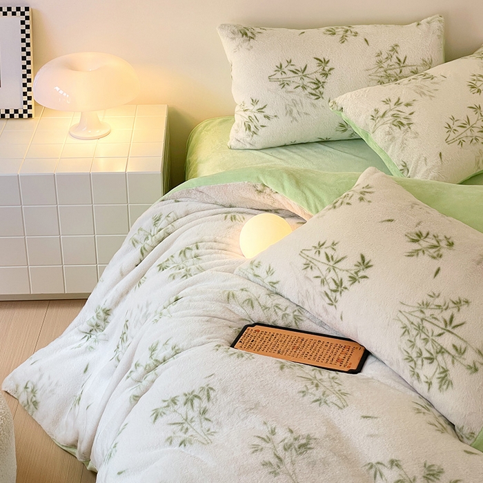 91家纺网 家纺一手货源 找家纺 安哆啦家纺 2025新款高克重兔毛绒印花牛奶绒四件套 品竹