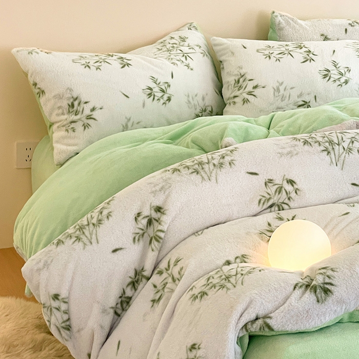 91家纺网 家纺一手货源 找家纺 安哆啦家纺 2025新款高克重兔毛绒印花牛奶绒四件套 品竹