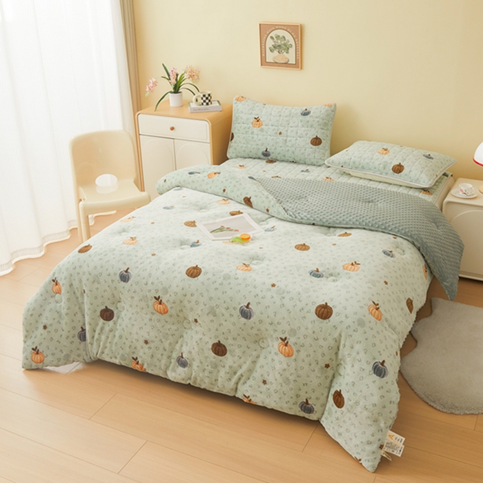 91家纺网 家纺一手货源 找家纺 柏薇 2025新款A类牛奶绒豆豆绒加厚冬被被子被芯 七彩南瓜