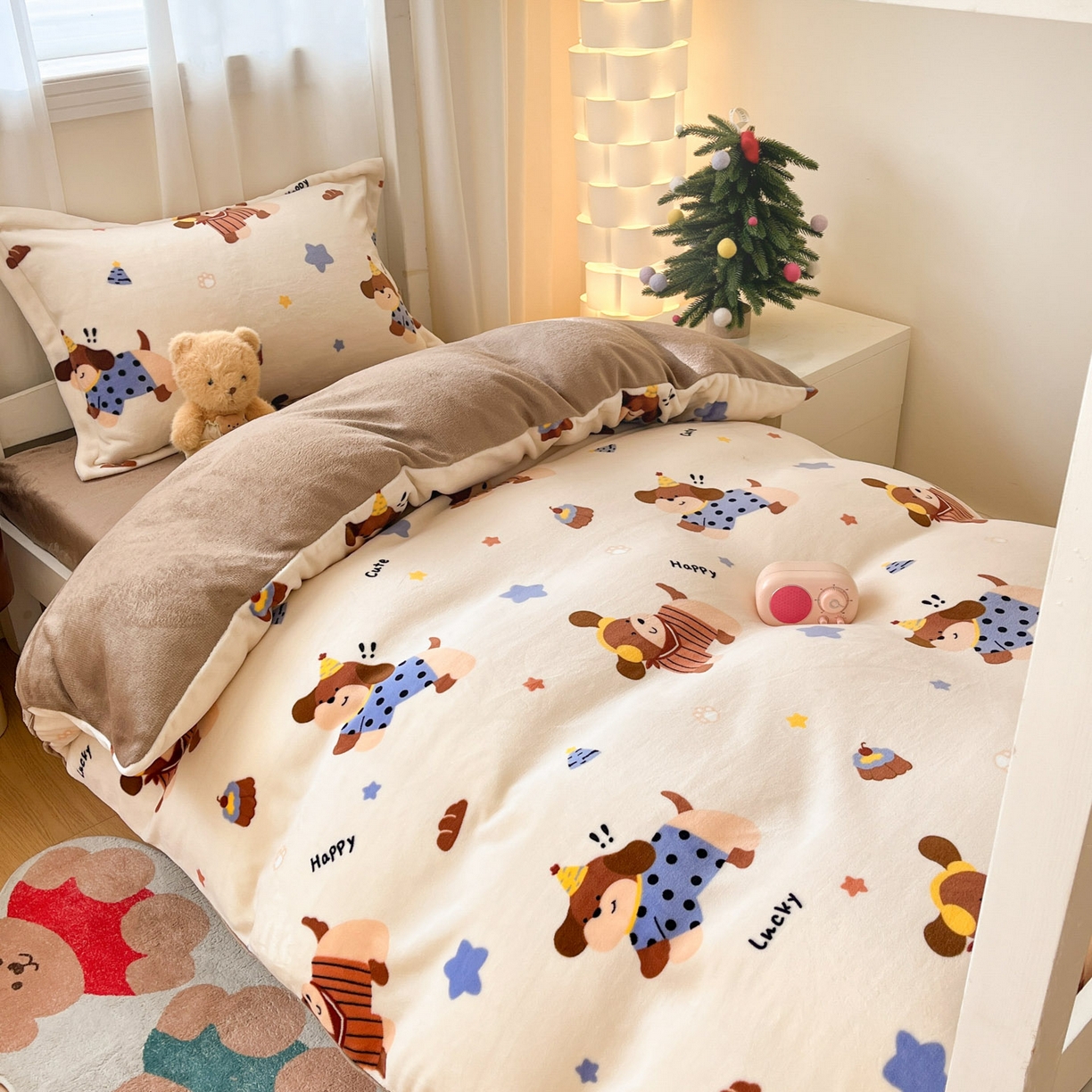 91家纺网 家纺一手货源 找家纺 寻米 2025新款高克重加厚保暖牛奶绒床笠-宿舍图 摇滚星球