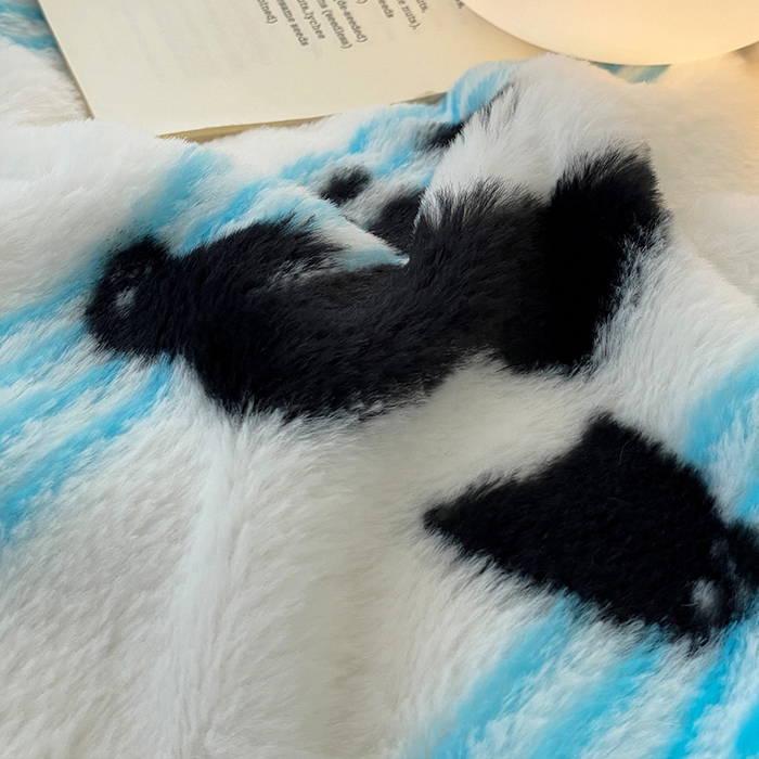 91家纺网 家纺一手货源 找家纺 安哆啦家纺 2025新款高克重兔毛绒印花牛奶绒四件套 条纹熊猫