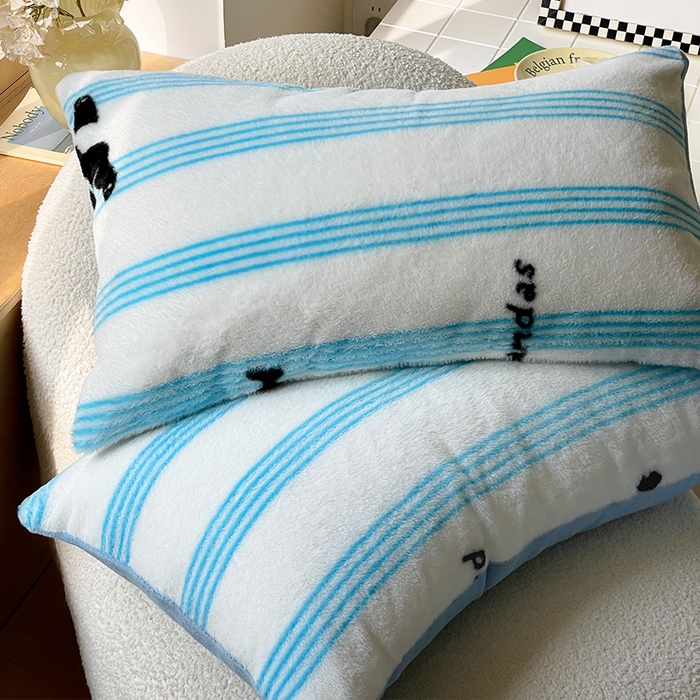 91家纺网 家纺一手货源 找家纺 安哆啦家纺 2025新款高克重兔毛绒印花牛奶绒四件套 条纹熊猫