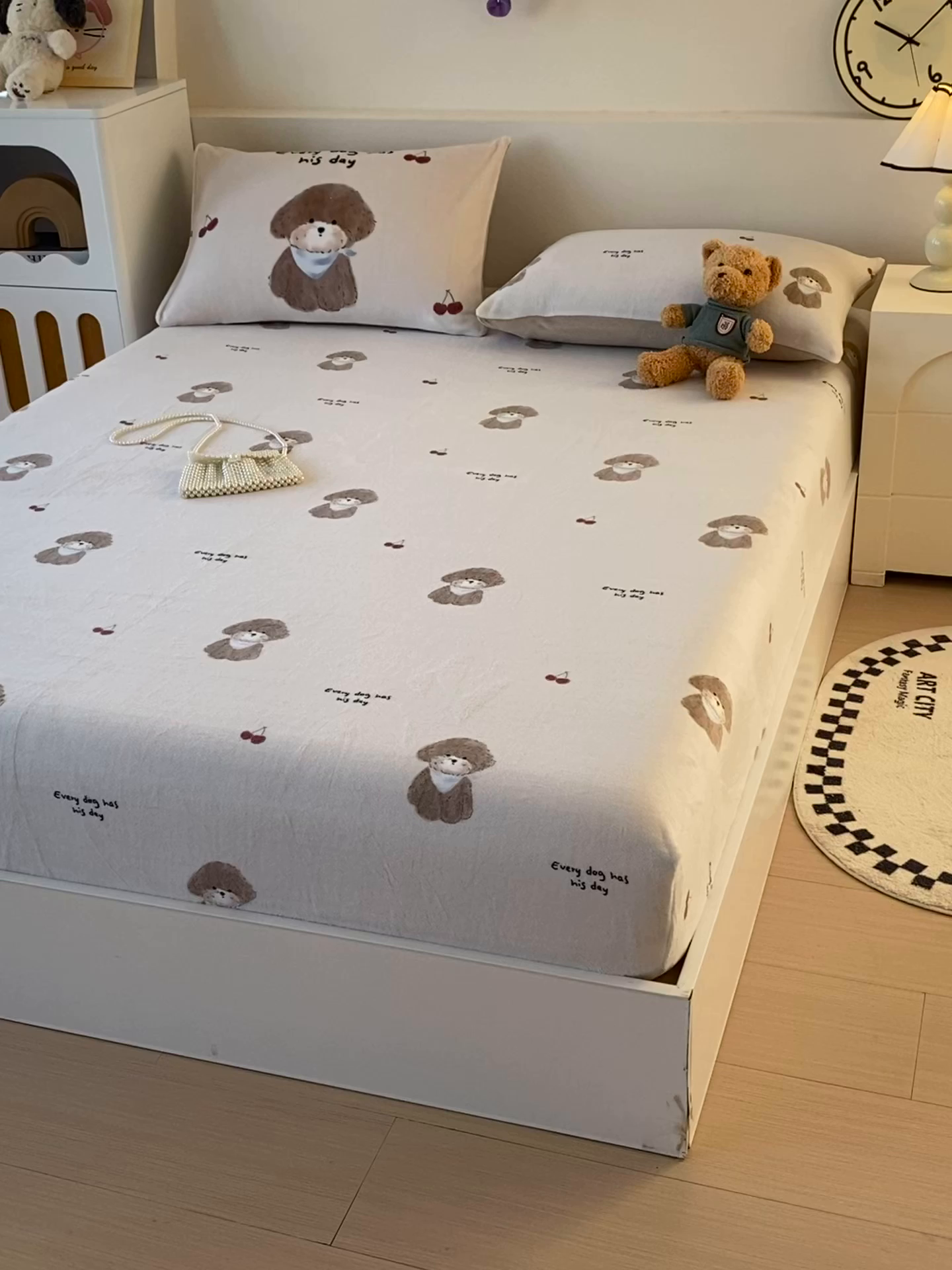 91家纺网 家纺一手货源 找家纺 （总）葡萄家 2025年新款牛奶绒印花单床笠萌系卡通床笠款