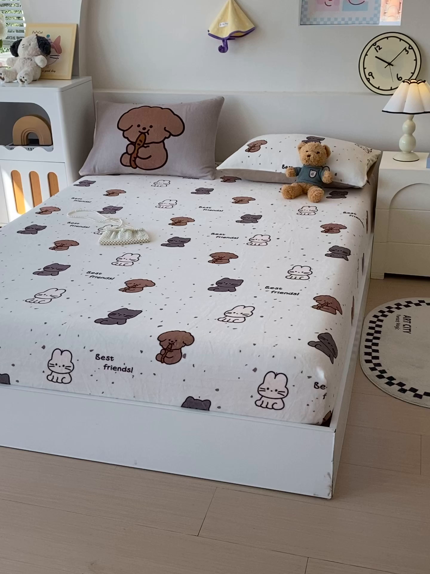 91家纺网 家纺一手货源 找家纺 （总）葡萄家 2025年新款牛奶绒印花单床笠萌系卡通床笠款