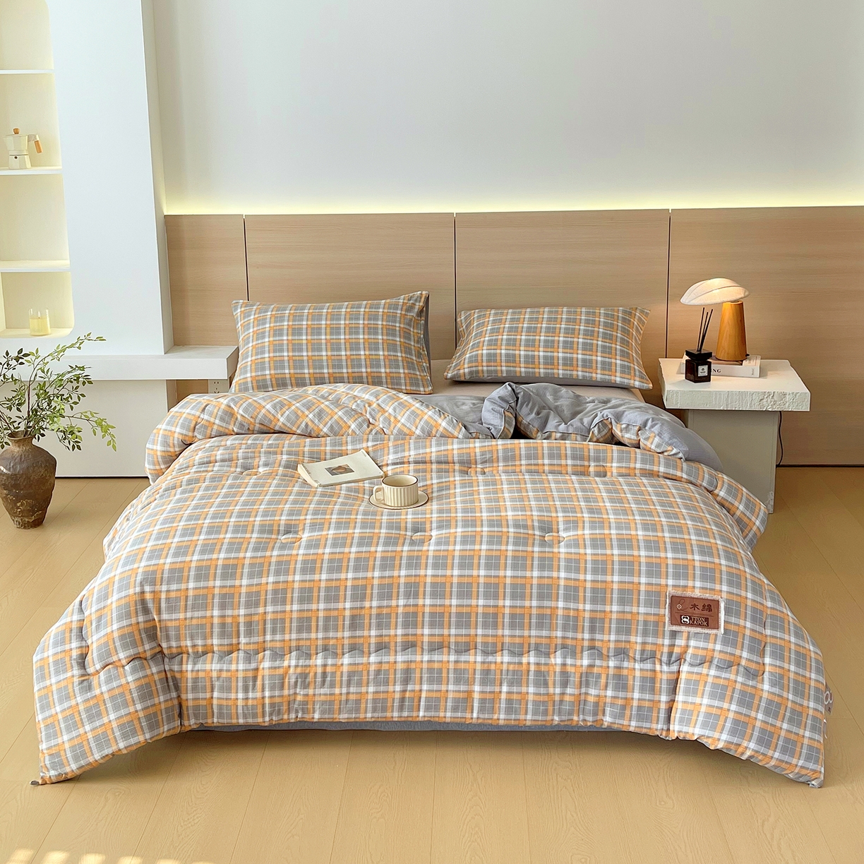 91家纺网 家纺一手货源 找家纺 （总）梵克保罗 2025秋冬新款10A抗菌云格子春秋被冬被被芯跨境外贸