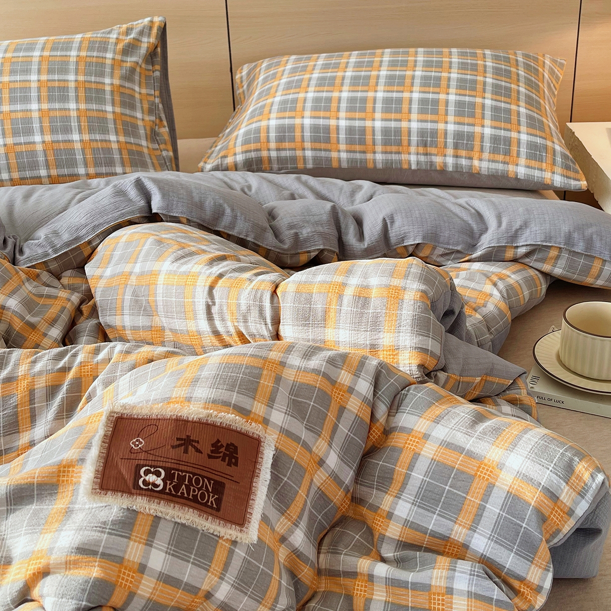 91家纺网 家纺一手货源 找家纺 梵克保罗 2025秋冬新款10A抗菌云格子春秋被冬被被芯跨境外贸 蓝灰格