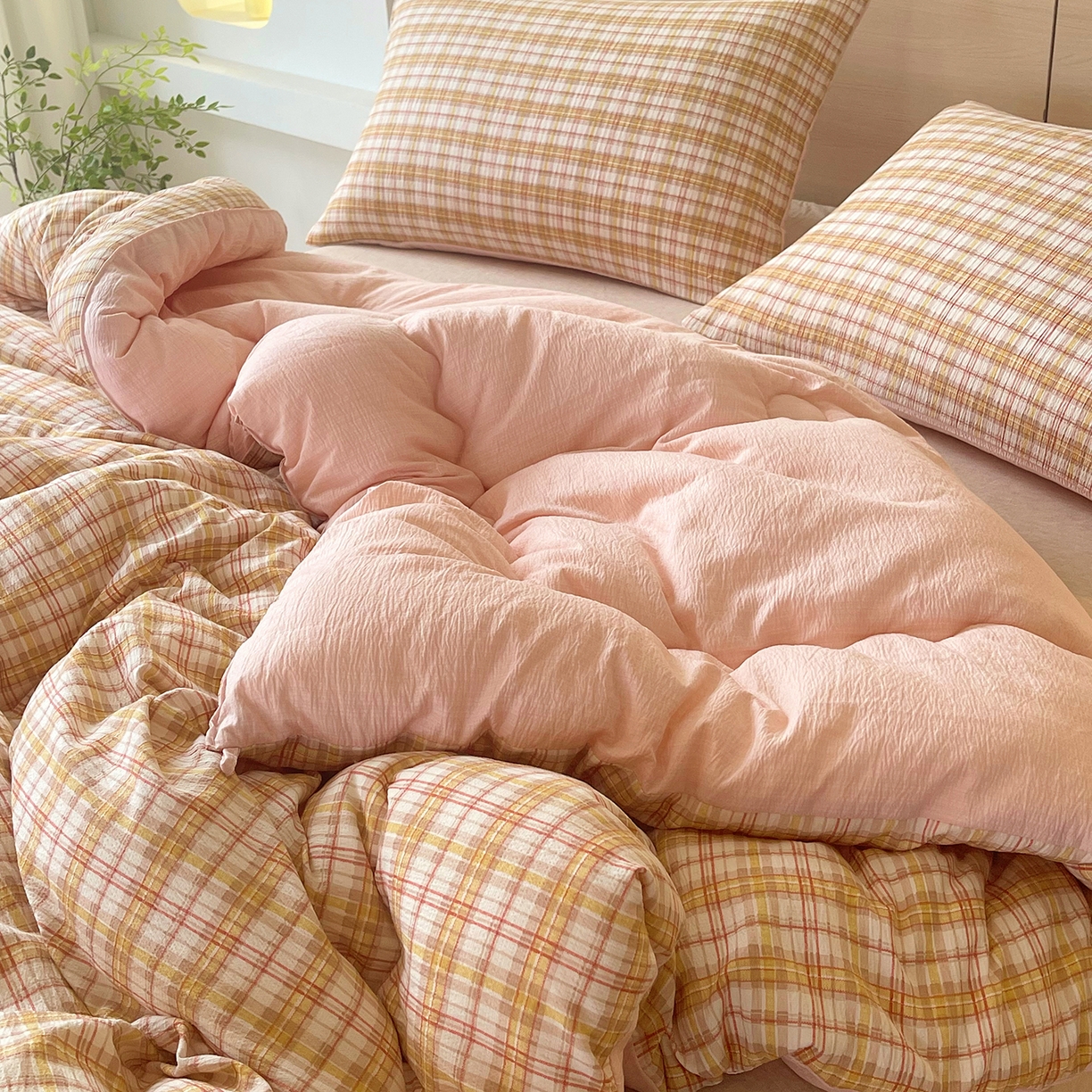 91家纺网 家纺一手货源 找家纺 （总）梵克保罗 2025秋冬新款10A抗菌云格子春秋被冬被被芯跨境外贸