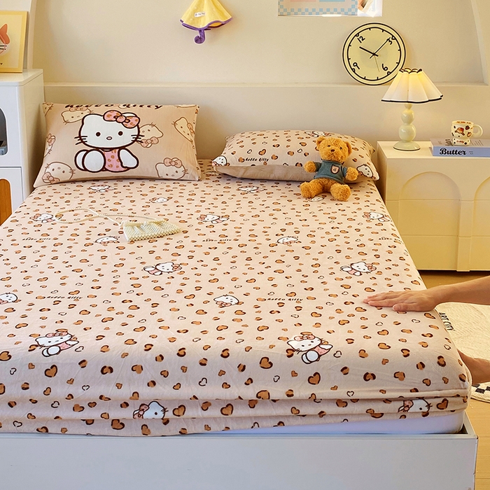 91家纺网 家纺一手货源 找家纺 葡萄家 2025年新款牛奶绒印花单床笠萌系卡通床笠款 豹纹猫