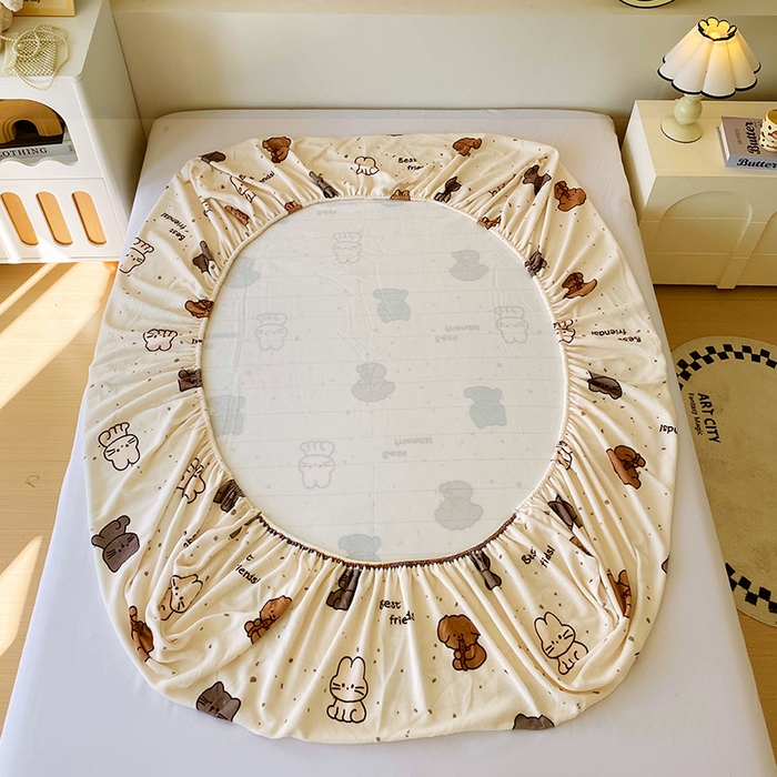 91家纺网 家纺一手货源 找家纺 葡萄家 2025年新款牛奶绒印花单床笠萌系卡通床笠款 动物乐园