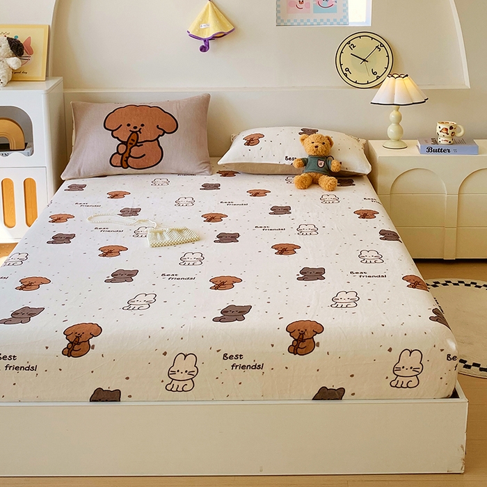 91家纺网 家纺一手货源 找家纺 葡萄家 2025年新款牛奶绒印花单床笠萌系卡通床笠款 动物乐园