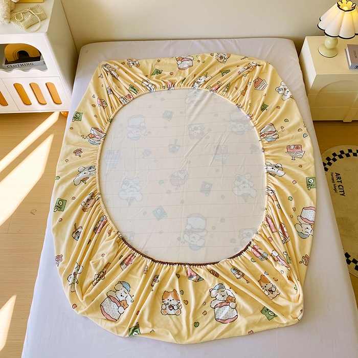 91家纺网 家纺一手货源 找家纺 葡萄家 2025年新款牛奶绒印花单床笠萌系卡通床笠款 卡通乐园