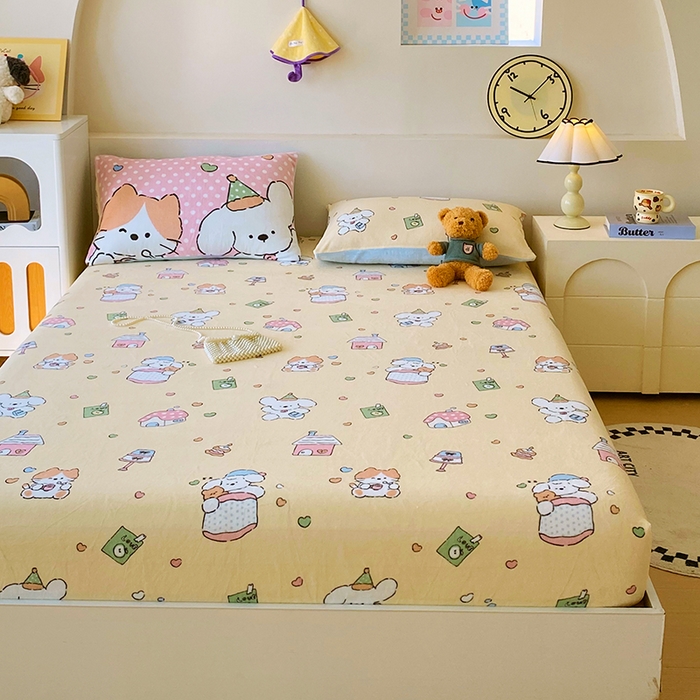 91家纺网 家纺一手货源 找家纺 葡萄家 2025年新款牛奶绒印花单床笠萌系卡通床笠款 卡通乐园