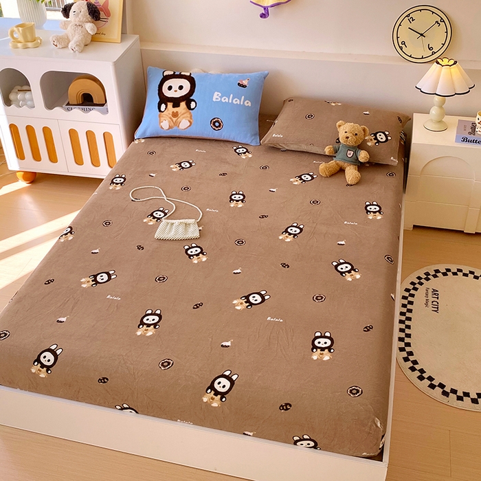 91家纺网 家纺一手货源 找家纺 葡萄家 2025年新款牛奶绒印花单床笠萌系卡通床笠款 拉蒙