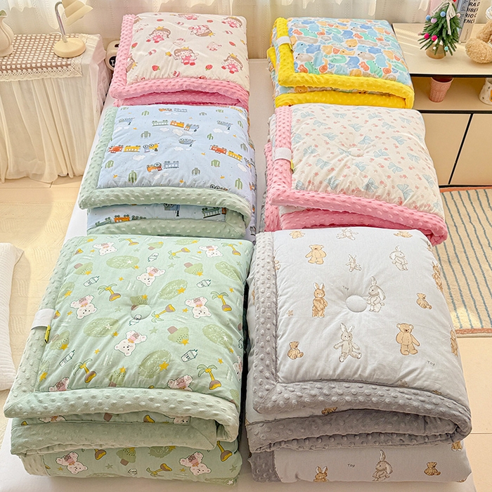91家纺网 家纺一手货源 找家纺 十九色 2025秋冬新款全棉豆豆被春秋被被子被芯 组合图仅供展示不可下单