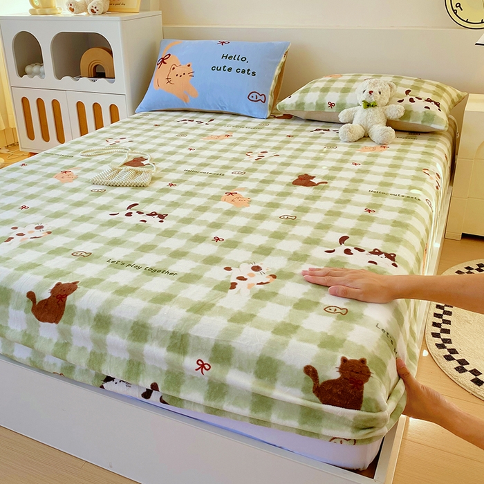 葡萄家 2025年新款牛奶绒印花单床笠萌系卡通床笠款 莫妮卡