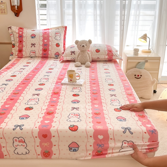 91家纺网 家纺一手货源 找家纺 （总）寻米 2025新款高克重加厚保暖牛奶绒床笠-大床图