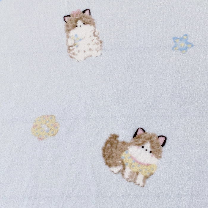 91家纺网 家纺一手货源 找家纺 葡萄家 2025年新款牛奶绒印花单床笠萌系卡通床笠款 软萌猫蓝