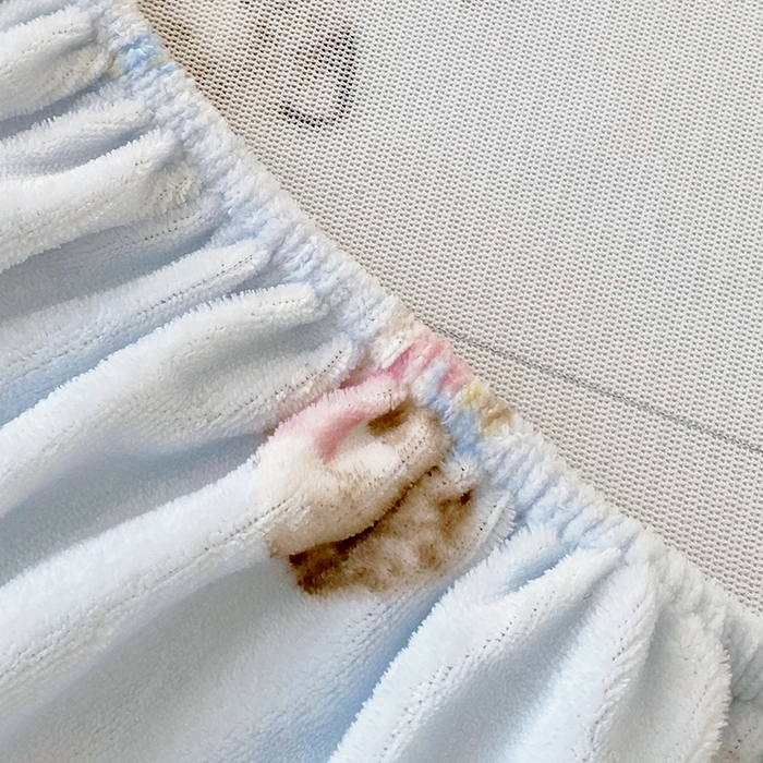 91家纺网 家纺一手货源 找家纺 葡萄家 2025年新款牛奶绒印花单床笠萌系卡通床笠款 软萌猫蓝