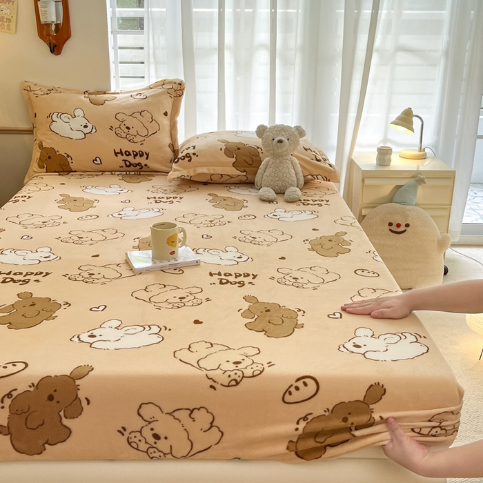 91家纺网 家纺一手货源 找家纺 （总）寻米 2025新款高克重加厚保暖牛奶绒床笠-大床图